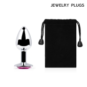 Серебристая анальная пробка с малиновым кристаллом - 7,2 см. - Anal Jewelry Plug - купить с доставкой в Твери