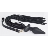 Черная анальная пробка с плетью - Sitabella - купить с доставкой в Твери