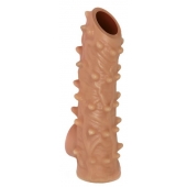 Телесная насадка с шипами и открытой головкой Nude Sleeve L - 14 см. - KOKOS - в Твери купить с доставкой
