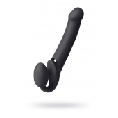 Черный безремневой вибрострапон Vibrating Bendable Strap-On L - Strap-on-me - купить с доставкой в Твери