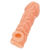 Телесная закрытая насадка с венками Cock Sleeve Size L - 17,6 см. - KOKOS - в Твери купить с доставкой
