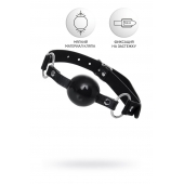 Черный кляп-шар на кожаных ремешках Anonymo - ToyFa - купить с доставкой в Твери