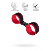 Красно-черные велюровые наручники Anonymo - ToyFa - купить с доставкой в Твери