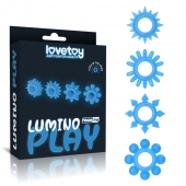 Набор из 4 голубых, светящихся в темноте эрекционных колец Lumino Play - Lovetoy - в Твери купить с доставкой