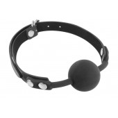 Черный силиконовый кляп-шарик на ремешках - Fetish Tentation - купить с доставкой в Твери