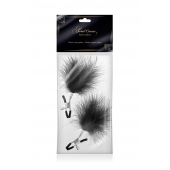 Зажимы на соски с черными пуховыми кисточками Sweet Caress Feather Nipple Clumps - Sweet Caress - купить с доставкой в Твери
