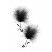 Зажимы на соски с черными пуховыми кисточками Sweet Caress Feather Nipple Clumps - Sweet Caress - купить с доставкой в Твери