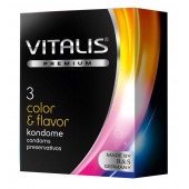 Цветные ароматизированные презервативы VITALIS PREMIUM color   flavor - 3 шт. - Vitalis - купить с доставкой в Твери