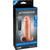 Телесная вибронасадка с кольцом  Vibrating Real Feel 1 Extension - 14 см. - Pipedream - в Твери купить с доставкой