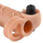 Телесная вибронасадка с кольцом Vibrating Real Feel 2 Extension - 16 см. - Pipedream - в Твери купить с доставкой