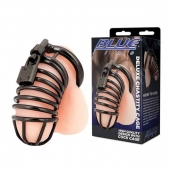 Черная металлическая клетка с замком Deluxe Chastity Cage - BlueLine - купить с доставкой в Твери