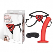Красный поясной фаллоимитатор Red Heart Strap on Harness   5in Dildo Set - 12,25 см. - Lux Fetish - купить с доставкой в Твери