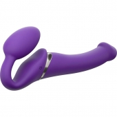 Фиолетовый безремневой вибрострапон Silicone Bendable Strap-On - size M - Strap-on-me - купить с доставкой в Твери