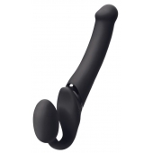 Черный безремневой вибрострапон Silicone Bendable Strap-On - size XL - Strap-on-me - купить с доставкой в Твери