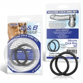 Набор из двух черных силиконовых колец разного диаметра SILICONE COCK RING SET - BlueLine - в Твери купить с доставкой