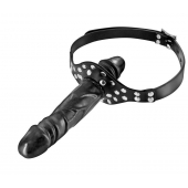 Черный кляп-фаллоимитатор Double Penis Gag - Fetish Tentation - купить с доставкой в Твери