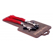 Металлические зажимы на соски с красными замшевыми кисточками - Crazy Handmade - купить с доставкой в Твери