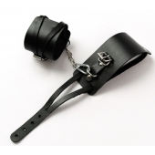 Черные кожаные оковы с креплением в виде веревочек - Crazy Handmade - купить с доставкой в Твери