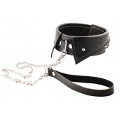 Черный ошейник-воротничок с металлическим поводком - Crazy Handmade - купить с доставкой в Твери