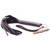 Черная кожаная плеть с удобной ручкой - 50 см. - Crazy Handmade - купить с доставкой в Твери