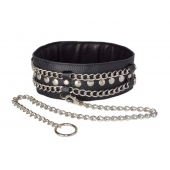 Чёрный ошейник с цепочками и поводком - Sitabella - купить с доставкой в Твери