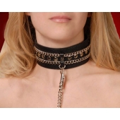 Чёрный ошейник с цепочками и поводком - Sitabella - купить с доставкой в Твери