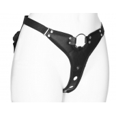 Черный женский пояс с вагинальной пробкой - LOVETOY (А-Полимер) - купить с доставкой в Твери