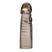 Дымчатая насадка-удлинитель Ribbed Realistic Penis Enhancing Sleeve Extension - 15,2 см. - BlueLine - в Твери купить с доставкой