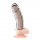 Текстурированная насадка на пенис Clear Textured Penis Enhancing Sleeve Extension - 16,5 см. - BlueLine - в Твери купить с доставкой