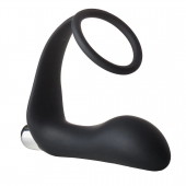 Черное эрекционное кольцо с вибропробкой Vibrating Anal Plug With Cockring - Dream Toys - в Твери купить с доставкой