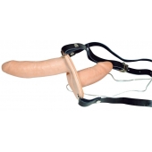Телесный женский страпон с вагинальной пробкой Strap-On Duo - 15 см. - Orion - купить с доставкой в Твери