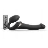 Черный безремневой страпон Multi Orgasm Size M с клиторальной стимуляцией - Strap-on-me - купить с доставкой в Твери