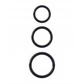 Набор из трех черных эрекционных колец Silicone 3-Ring Stamina Set - Pipedream - в Твери купить с доставкой