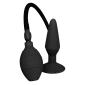Чёрная анальная пробка с функцией расширения MENZSTUFF SMALL INFLATABLE PLUG- 12,5 см. - Dream Toys