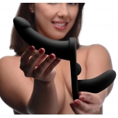 Черный вибрострапон Double Take 10X Double Penetration Vibrating Strap-on Harness - XR Brands - купить с доставкой в Твери