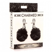 Зажимы для сосков с черным помпонами Pom Pom Nipple Clamps - XR Brands - купить с доставкой в Твери