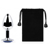 Анальное украшение BUTT PLUG  Small с синим кристаллом - 7 см. - Anal Jewelry Plug - купить с доставкой в Твери