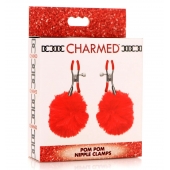 Красные зажимы на соски с помпонами Pom Pom - XR Brands - купить с доставкой в Твери