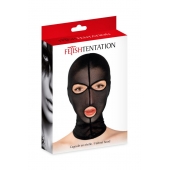 Черная сетчатая маска на голову с отверстиями для глаз и рта - Fetish Tentation - купить с доставкой в Твери