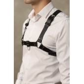 Черная мужская кожаная портупея №4 - БДСМ Арсенал - купить с доставкой в Твери