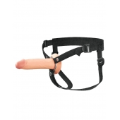 Телесный полый страпон на черных ремнях Hollow Silicone Strap-on - 17,8 см. - Pipedream - купить с доставкой в Твери
