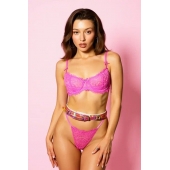 Эффектный розовый пояс из голографической эко-кожи - БДСМ Арсенал - купить с доставкой в Твери