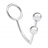 Кольцо на пенис с анальным стимулятором Two Bead Stainless Steel Anal Hook   Cock Ring - BlueLine - в Твери купить с доставкой