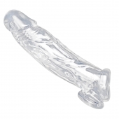Прозрачная насадка для увеличения члена Realistic Clear Penis Enhancer and Ball Stretcher - 20,3 см. - XR Brands - в Твери купить с доставкой