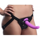 Лиловый поясной страпон Navigator Silicone G-Spot Dildo with Harness - 17,8 см. - XR Brands - купить с доставкой в Твери