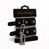 Черные скругленные наручники с мягкой бежевой подкладкой - Crazy Handmade - купить с доставкой в Твери
