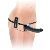Черный страпон с вагинальной пробкой Deluxe Vibrating Penetrix Strap-On - 19 см. - Pipedream - купить с доставкой в Твери