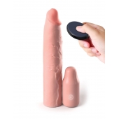 Телесная вибронасадка на член 3  Vibrating Mega X-tension with Remote - 22,9 см. - Pipedream - в Твери купить с доставкой