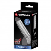 Прозрачная насадка на пенис с ребрышками и подхватом мошонки - Baile - в Твери купить с доставкой