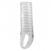 Прозрачная насадка на пенис с ребрышками и подхватом мошонки - Baile - в Твери купить с доставкой